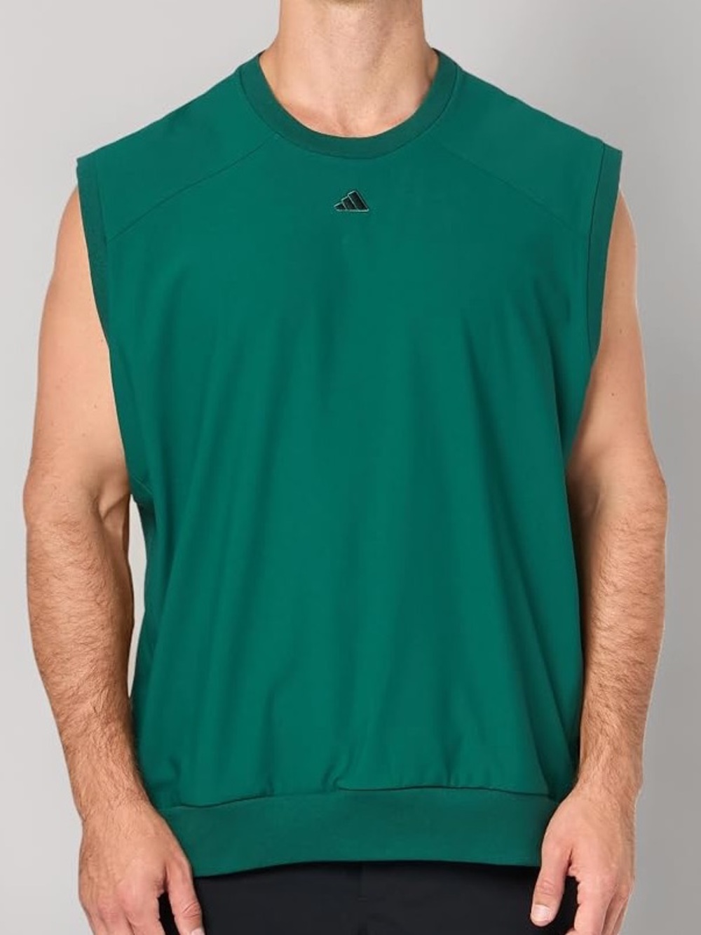 adidas Men's Green Sleeveless Vest Sweater Tank with Crest Back Graphic